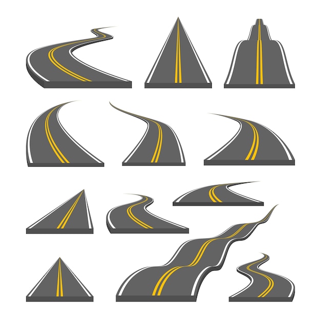 Curved and ditrection highway with markings