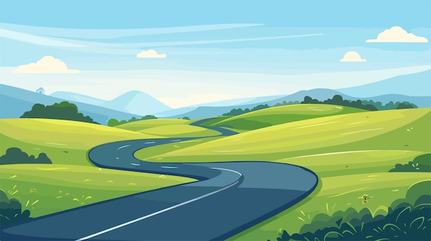 Vector curved highway vector design with perfect country road