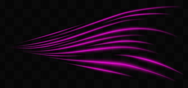 Curved purple neon light effect isolated on dark background Flowing wavy glowing lines with abstract design Graphical patch of reflected light Lens flare Vector illustration