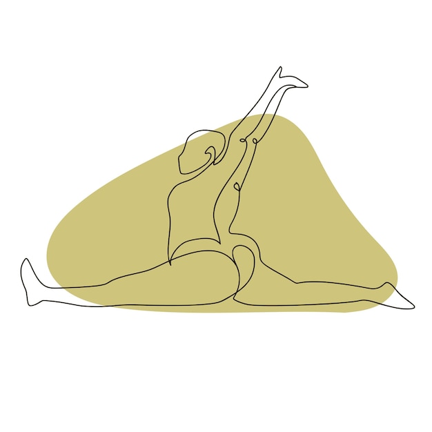 Curvy girl doing yoga Abstract shapes and linear contours illustrations of the female body for poste