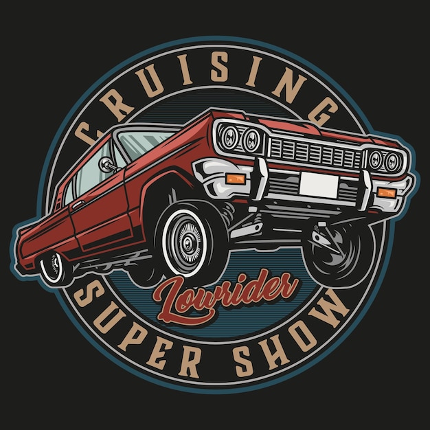 Custom bouncing car vintage round logo