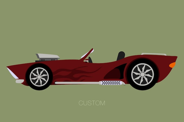 Custom convertible car, side view of car, automobile, motor vehicle