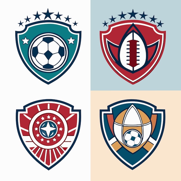 Vector custom football team logo designs unique sports badges for soccer clubs