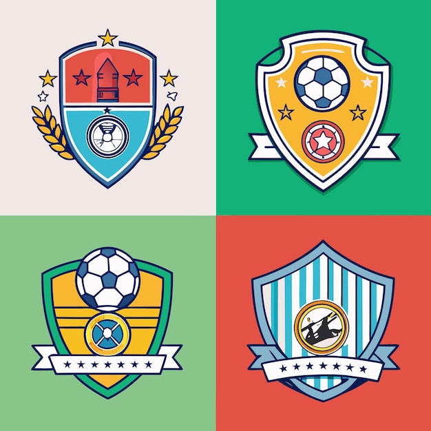 Vector custom football team logo designs unique sports badges for soccer clubs