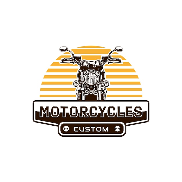 Custom motorcycle label in vintage style with dark background isolated vector logo design template