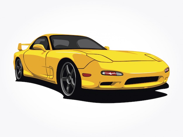 custom yellow car  illustration