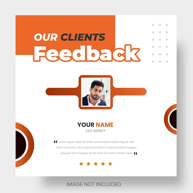 Customer feedback or client testimonial facebook or social media post amp web banner design template