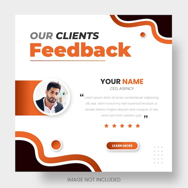 Customer feedback or client testimonial facebook or social media post amp web banner design template