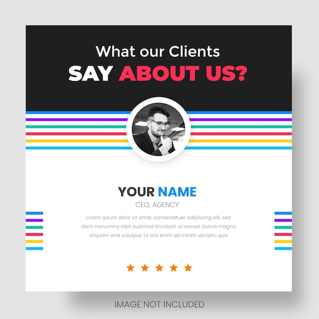 Customer feedback or client testimonials facebook or instagram social media post web banner template