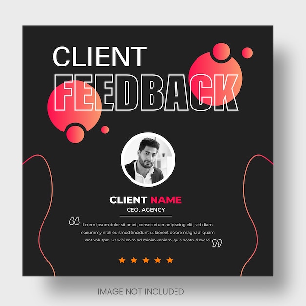 Customer feedback or client testimonials social media post web banner design template