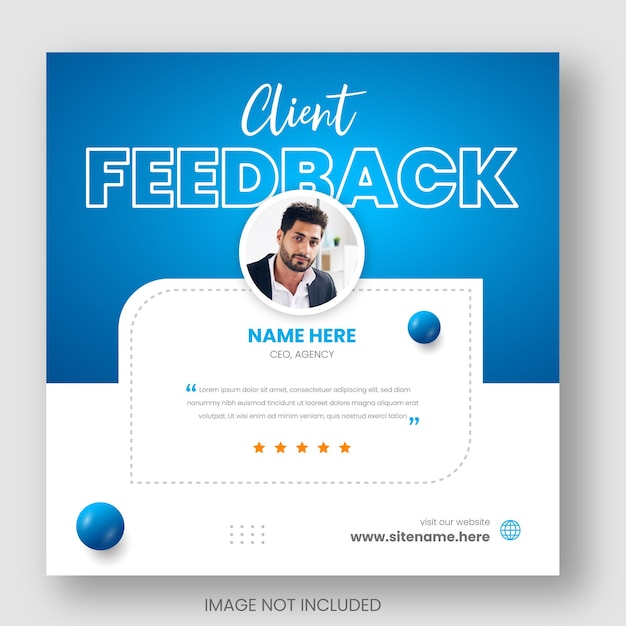 Customer feedback or client testimonials social media post web banner template