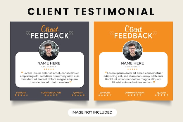 Customer feedback review or testimonial design with black and yellow color Customer service feedback