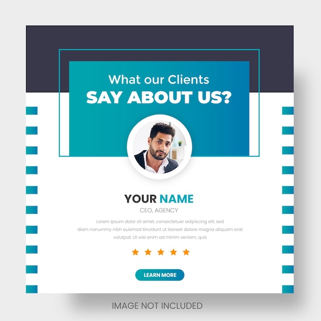 Customer feedback testimonial or client testimonials social media post web banner design template