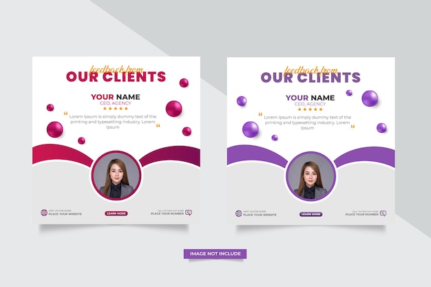 Customer feedback testimonial social media post  banner template