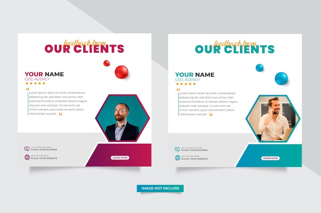 Customer feedback testimonial social media post  banner template