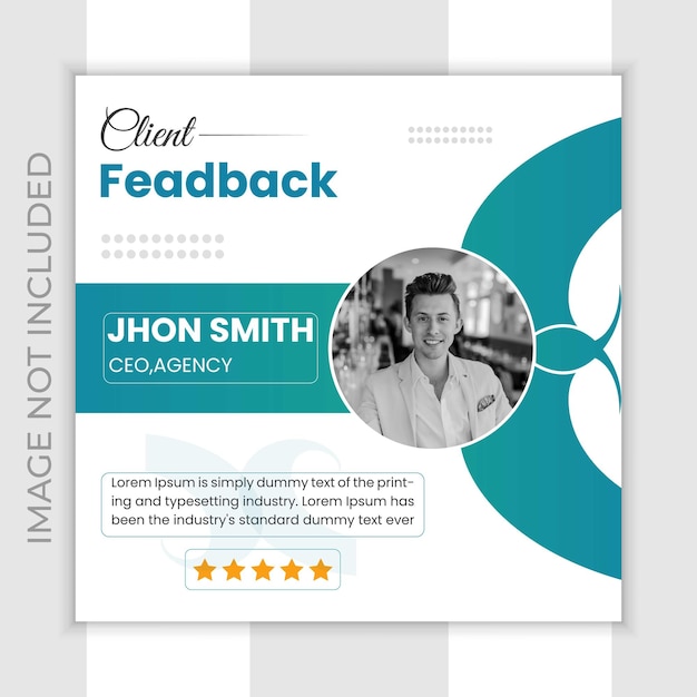 Customer feedback testimonial social media post design or client review social media post design