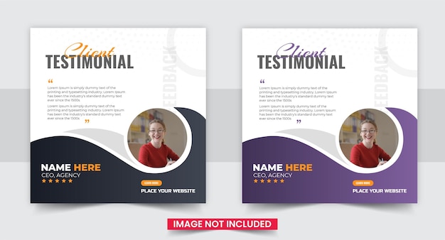 Customer feedback testimonial social media post web banner design