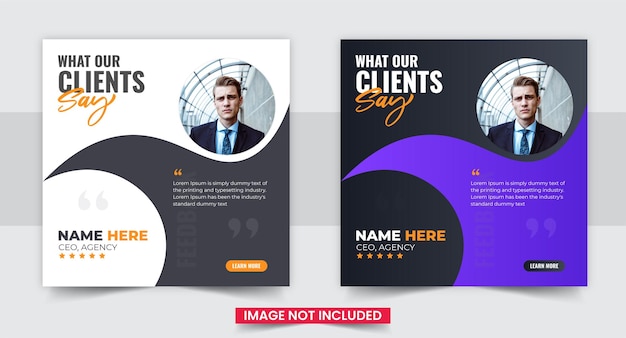 Customer feedback testimonial social media post web banner design