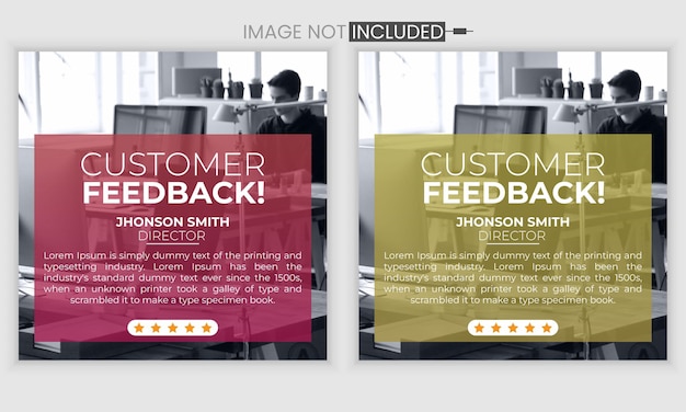 Customer feedback testimonial social media post web banner template