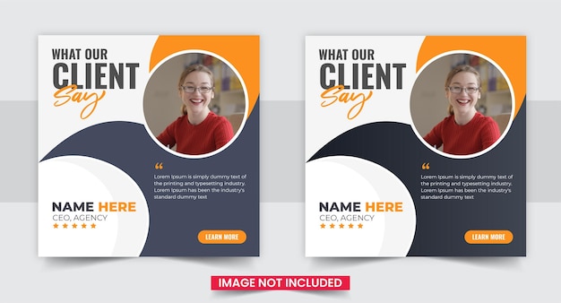 Customer feedback testimonial social media post web banner template