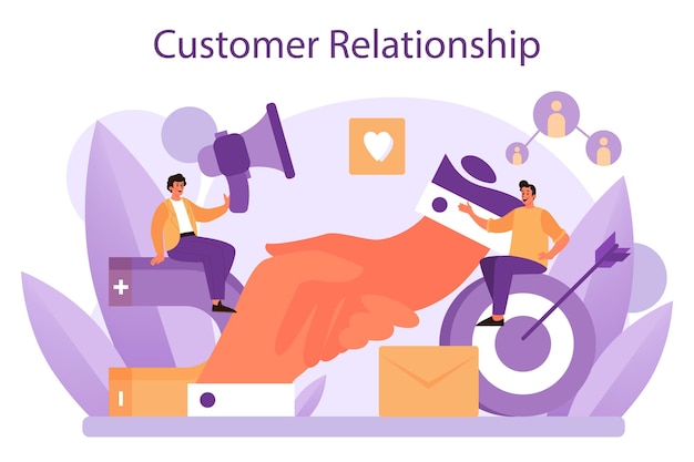 Customer relationship. Commercial program for client retention. Flat vector illustration