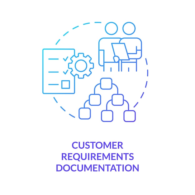 Customer requirements documentation blue gradient concept icon