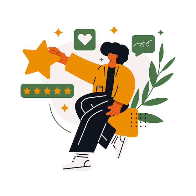 Customer review rating People give review rating and feedback Flat vector illustration Customer choice Rank rating stars feedback Flat vector illustration isolated on white background