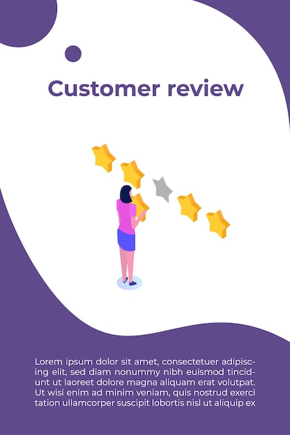 Customer review, Usability Evaluation,  Feedback,  Rating system isometric concept. Vector illustration