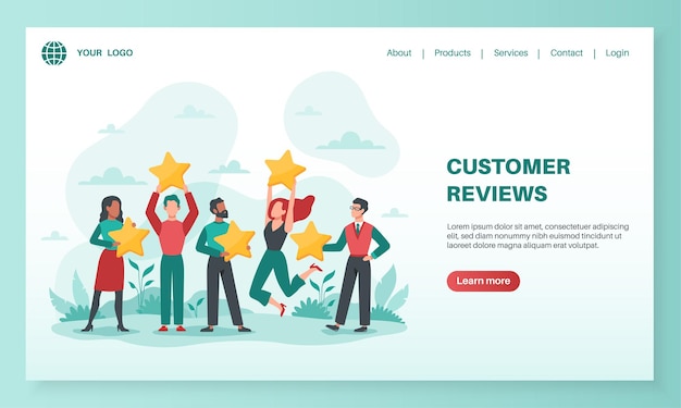 Customer reviews landing design illustration