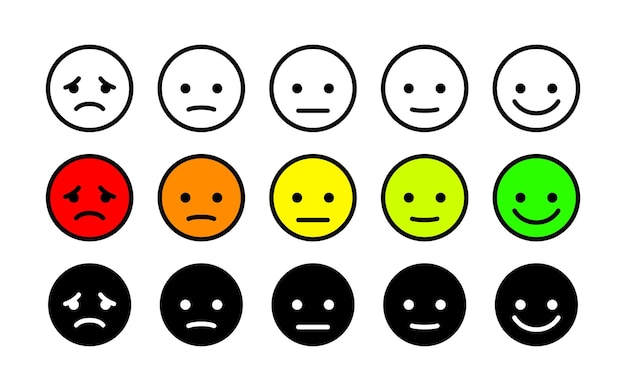 Customer satisfaction from bad to good vector emoji client rating User feedback positive or negative icon set