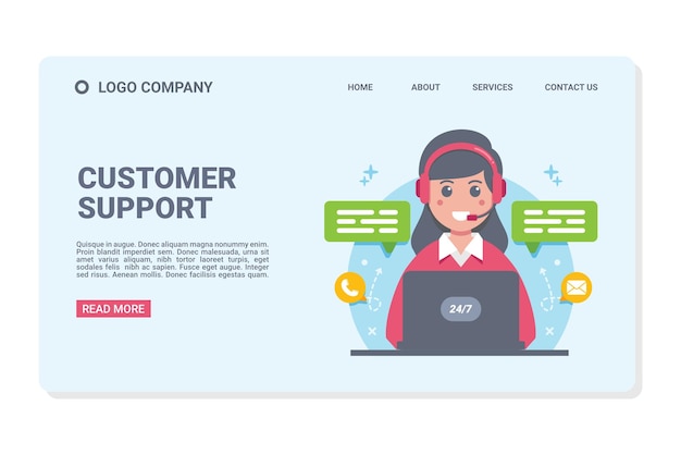 customer service illustration for landing page banner and web template