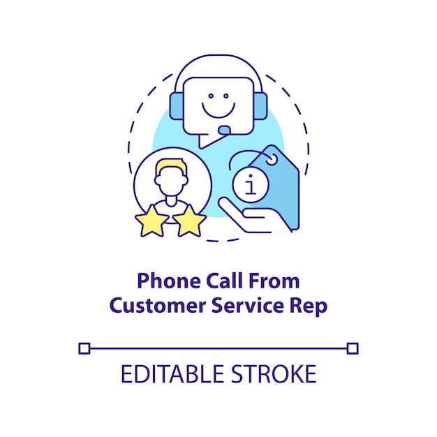 Customer service rep phone call concept icon