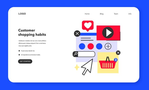 Customer shopping habits web banner or landing page consumerism