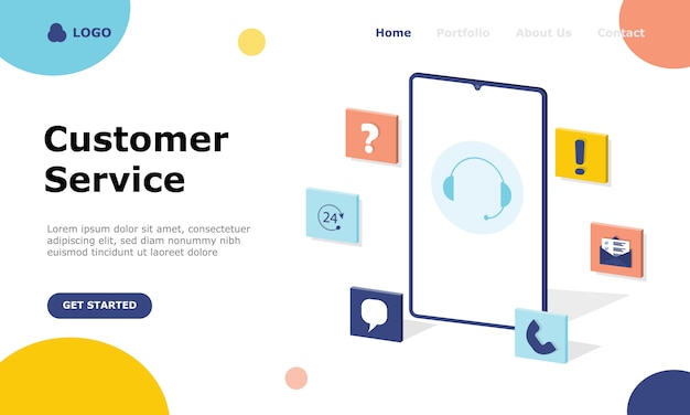 Customer Support and Advising Clients Illustration Concept landing page