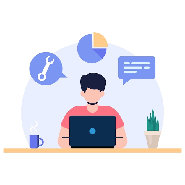 Customer support concept in flat style illustration.