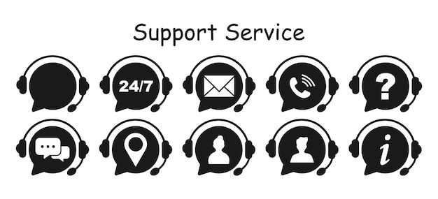 Customer Support Icons Service Desk SymbolsHelpdesk Vector Icons Contact Center Symbols