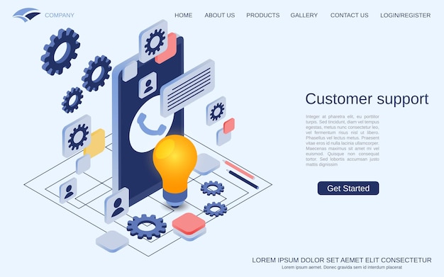 Customer support modern 3d isometric vector concept illustration