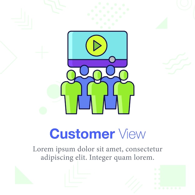 Customer View, user, people, video, vector illustration icon