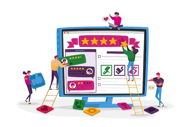 Customers Online Review, Ranking and Rating Concept.