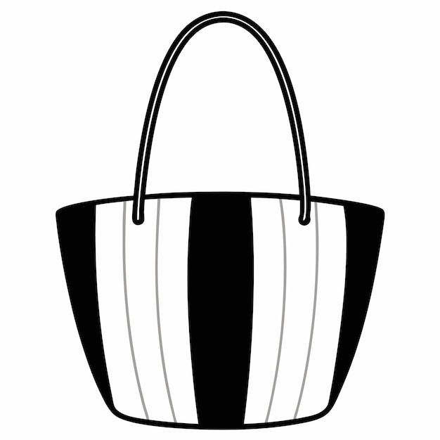 Vector customizable black and white straw bag drawing