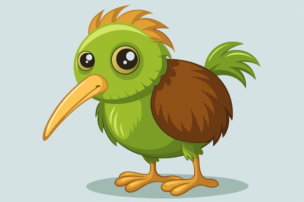 Vector a customizable cartoonstyle kiwi bird stands with a cheerful expression and colorful feathers customizable cartoon illustration of a kiwi bird