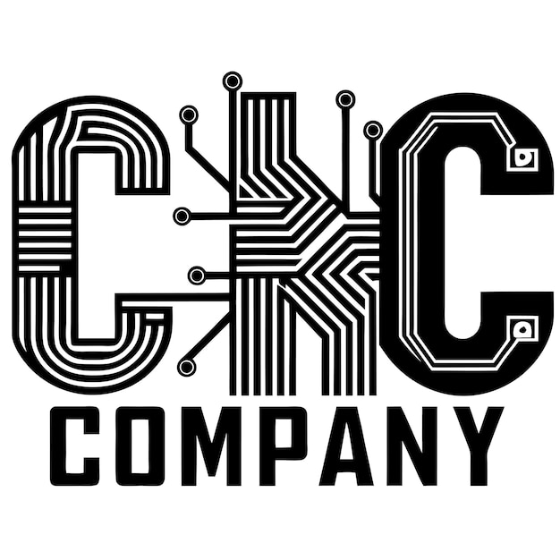 Customizable Company Initials with Circuit Pattern Typography for Branding