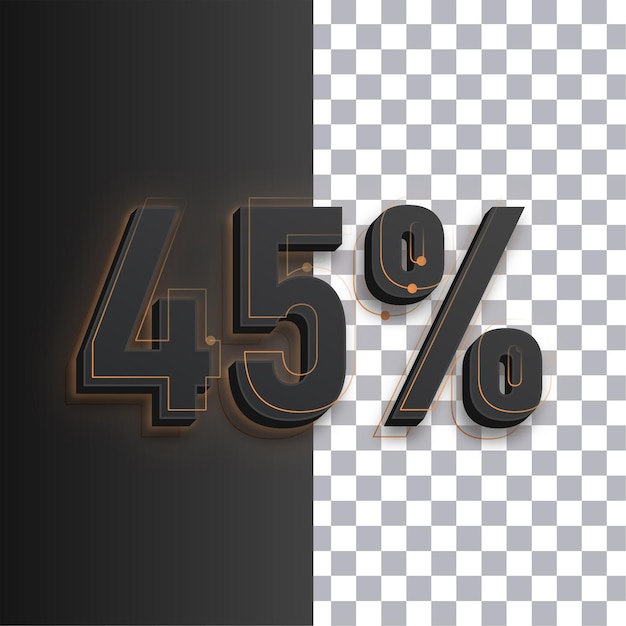 Customizable Dark 45 Percent Icon Featuring Golden Glow Lines on Transparent Background