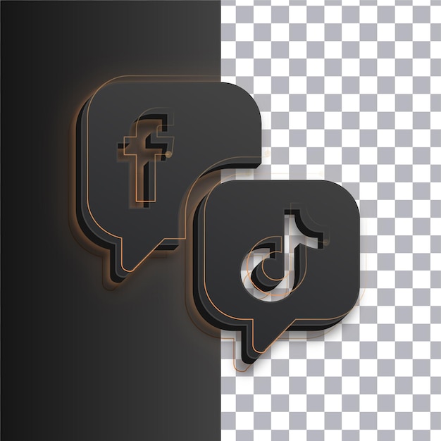 Vector customizable dark social media icon featuring golden glow lines on transparent background