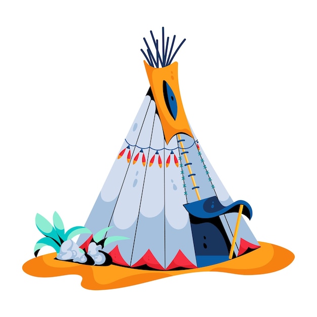 Vector customizable flat icon of tepee