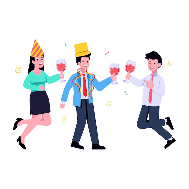 A customizable flat illustration of birthday celebrations