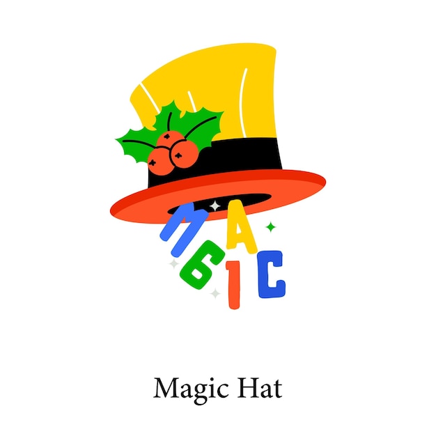 Customizable flat sticker of magic hat