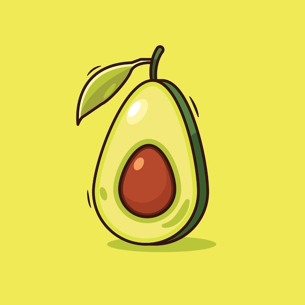 cut avocado handdrawn cartoon art illustration