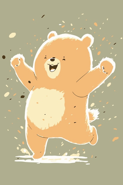 Cut bear Adorable baby animal Vector drawing of happy cartoon teddy bear Hand drawn design Funny