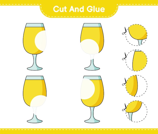 Cut and glue cut parts of Cocktail and glue them Educational children game printable worksheet